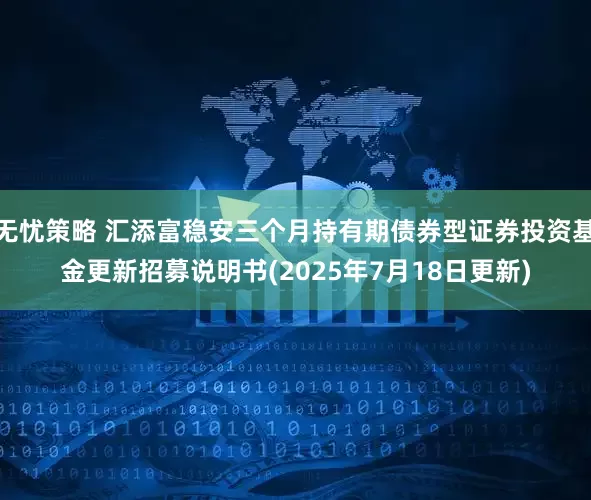 无忧策略 汇添富稳安三个月持有期债券型证券投资基金更新招募说明书(2025年7月18日更新)